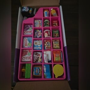 Littles Miniature Grocery Toy Set with Pink Tray